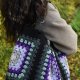 Duża torebka na szydełku granny square – shopperka handmade boho