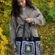 Duża torebka na szydełku granny square – shopperka handmade boho