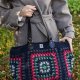 Duża torebka na szydełku granny square – shopperka handmade boho