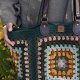 Duża torebka na szydełku granny square – shopperka handmade boho