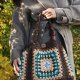 Duża torebka na szydełku granny square – shopperka handmade boho