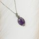 Naszyjnik Ametyst stal chirurgiczna wisiorek handmade wirewrapping