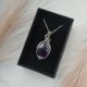 Naszyjnik Ametyst stal chirurgiczna wisiorek handmade wirewrapping