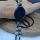 Amulet Nocy – Długi Boho Naszyjnik z Granatowym Agatem i Kamieniami Naturalnymi