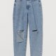 H&M - MOM JEANS Z PRZETARCIAMI - 34 - nowe