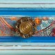 Szafka nocna orientalna z mandalą – turkusowa, ręcznie malowana