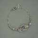 Bransoletka regulowana labradoryty wire wrapping, stal chirurgiczna,