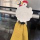 Wieszak na ręcznik na szydełku Kurka handmade drewniane kółko do kuchni
