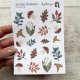 Naklejki leśne - arkusz 20 botanicznych naklejek do journalingu i scrapbookingu, kolaż papierowy A6
