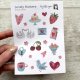 Naklejki walentynkowe - arkusz 21 naklejek z sercami do journalingu i scrapbookingu, kolaż papierowy A6