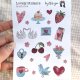 Naklejki walentynkowe - arkusz 21 naklejek z sercami do journalingu i scrapbookingu, kolaż papierowy A6