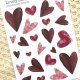 Naklejki serca - arkusz 23 romantycznych naklejek do journalingu i scrapbookingu, kolaż papierowy A6