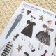 Naklejki osobliwe postacie – arkusz 18 artystycznych naklejek do journalingu i scrapbookingu, kolaż papierowy A6