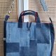 Torebka jeansowa z upcyclingu Torba Shopper w grzybki