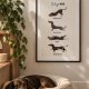 Dog Yoga – autorski plakat z jamnikiem A3