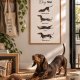 Dog Yoga – autorski plakat z jamnikiem A3