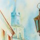 Lublin.Archikatedra św. Jana Chrzciciela i św. Jana Ewangelisty. Wieża Trynitarska - oryginalny obraz akwarelowy