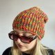 Kolorowa mała czapka beanie wełniana z alpaką – ręcznie wykonana w Polsce