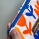 Etui na klucze z jasnego weluru – minimalistyczne kwiaty | Handmade