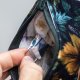 Etui na klucze z czarnego weluru w kwiaty – ciemne kolory, handmade