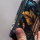 Etui na klucze z czarnego weluru w kwiaty – ciemne kolory, handmade