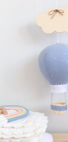 Muślinowy balon niebieski w srebrne gwiazdki - mobil dla dzieci