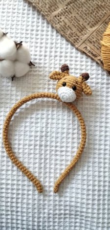 szydełkowa opaska do włosów żyrafa