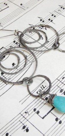 Koła z turkusem   - antyczne  kolczyki