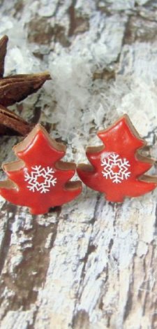 Kolczyki Sztyfty Czerwine Choineczki