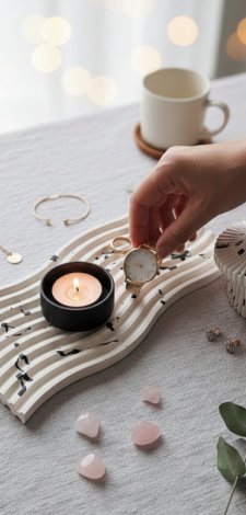 Zestaw dekoracyjny z gipsu duża tacka i szkatułka GP54