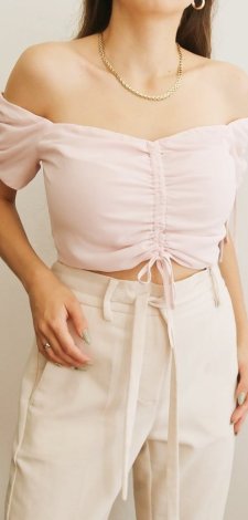 Pudrowy crop top nowy M