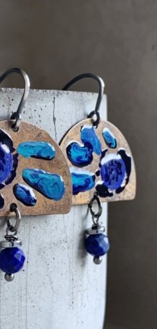 Kolczyki Szafirowe Kwiaty z Lapis Lazuli