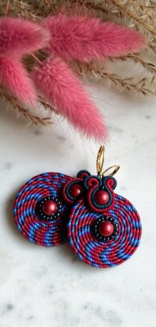 Swirl - kolczyki sutasz czerwono-niebieskie