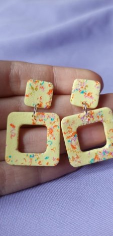 Kolczyki z gliny polimerowej kwadraty