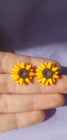 Kolczyki z gliny polimerowej słoneczniki