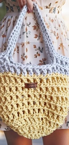 Ażurowa torebka shopperka ze sznurka na szydełku TSa01-01
