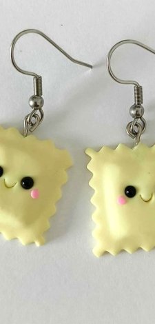 Śmieszne Kolczyki Ravioli Kolorowe Kolczyki z Modeliny Kolczyki Dla Dzieci