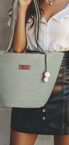 Torebka koszyk miejski ze sznurka rękodzieło na prezent TS02-b019