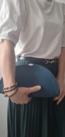 Torba na ramię z sznurka, kolor turkusowy