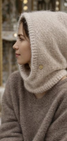 Delikatna balaclava kominiarka kaptur czapka alpaka merino ręczna robota