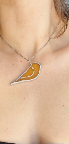 Naszyjnik Witraż Łańcuszek ze szklaną zawieszką "Ptak" Wisior