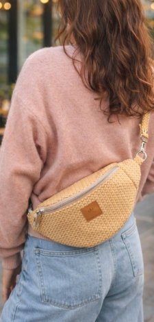 Welurowa nerka damska basic Żółta