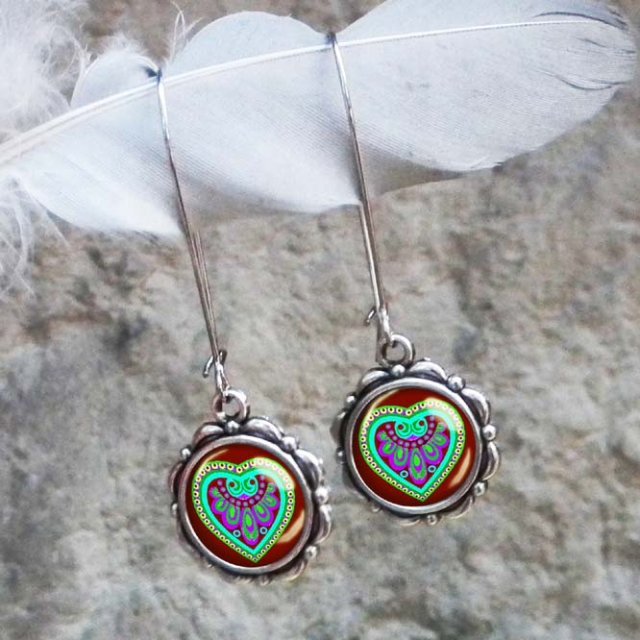 SERDUCHA FOLKOWE Stylowe kolczyki wiszące