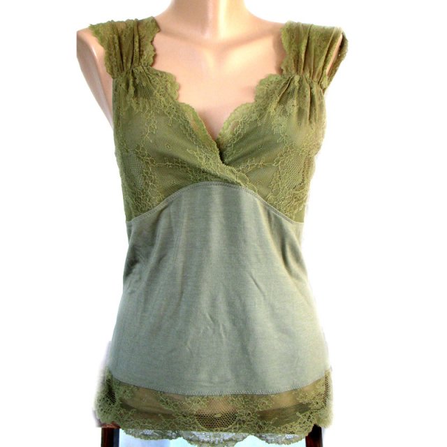 Bluzka TAPEMEASURE khaki koronka