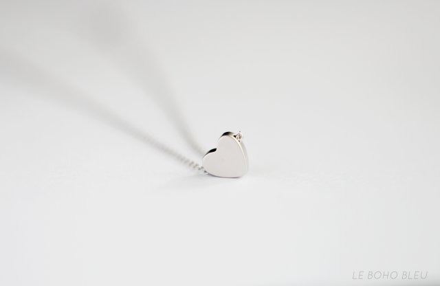 Rhodium Plated Matt Heart Necklace