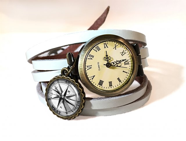 Busola - zegarek / bransoletka na skórzanym pasku - Egginegg