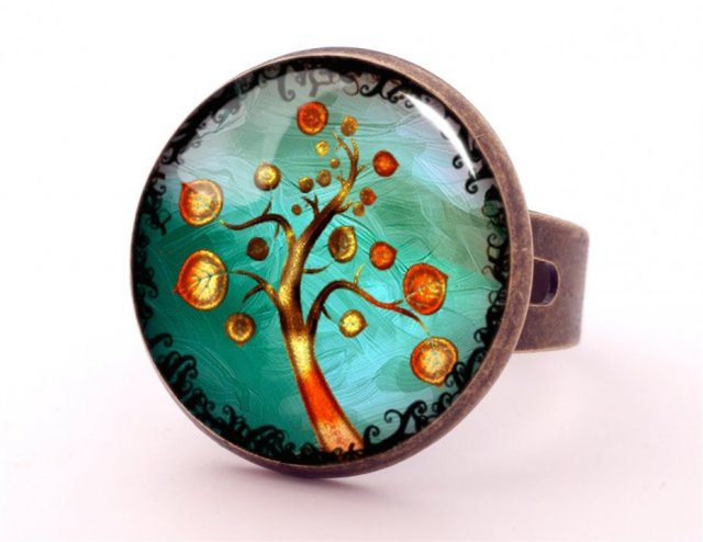 Jesienne drzewo - pierścionek regulowany - Egginegg