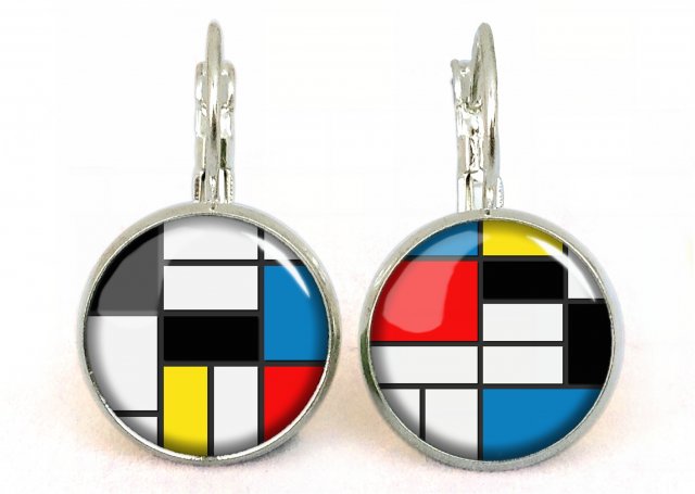 Mondrian - małe kolczyki wiszące - Egginegg