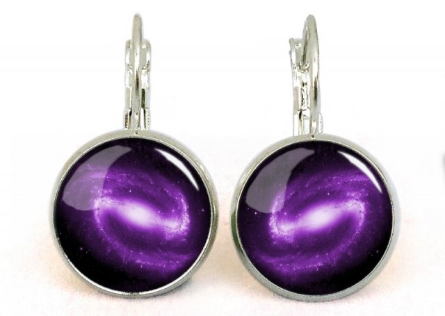 Fioletowa nebula - małe kolczyki wiszące - Egginegg