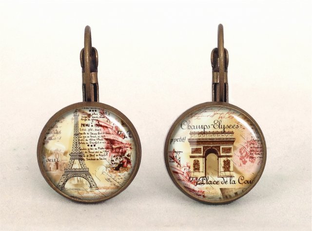 Paryż - małe kolczyki wiszące - Egginegg